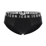 Icon Jacquard Tailleband Ondergoed Brief Dsquared2 , Black , Heren