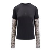 Kanten Detail Katoenen T-Shirt Givenchy , Black , Dames