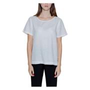 Linnen Blouse Korte Mouw Street One , White , Dames