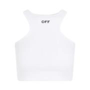 Witte Katoenen Halternek Logo Top Off White , White , Dames