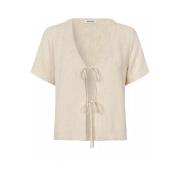 Zomer Sand Blouse met Voorknoop Modström , Beige , Dames