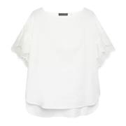Katoenen blouse met kanten randen Elena Mirò , White , Dames