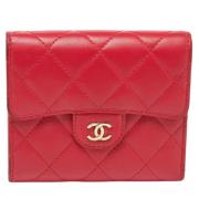 Pre-owned Leather wallets Chanel Vintage , Red , Dames