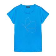 Katoenen T-shirt met Applicaties Elena Mirò , Blue , Dames