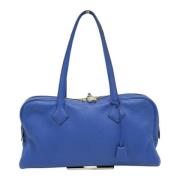 Pre-owned Leather shoulder-bags Hermès Vintage , Blue , Dames