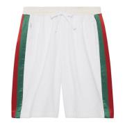 Logo Web Detail Terry Cloth Shorts Gucci , White , Heren