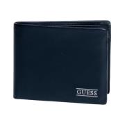 Smalle leren portemonnee met muntvak Guess , Black , Heren