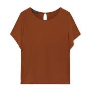 T-shirt met ruchesmouwen Elena Mirò , Brown , Dames