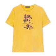 Geborduurd T-shirt met kralen Elena Mirò , Yellow , Dames