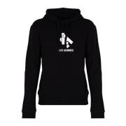 Eenvoudige Hoodie met Verstelbare Capuchon Les Hommes , Black , Heren