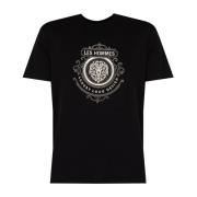 Klassieke Ronde Hals T-Shirt Les Hommes , Black , Heren