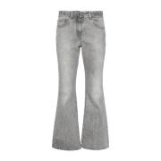 Grijze Denim Stonewashed Flared Cropped Jeans Versace , Gray , Dames