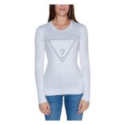 Triangle Logo Dames Top Herfst/Winter Collectie Guess , White , Dames