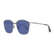 Zilveren Vierkante Blauwe Lens Zonnebril Max Mara , Gray , Dames