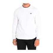 Logo Geborduurde Crew-Neck Sweatshirt La Martina , White , Heren