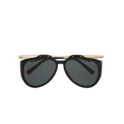 Aviator Zonnebril Zwart/Goud Grijze Lenzen Saint Laurent , Yellow , Da...