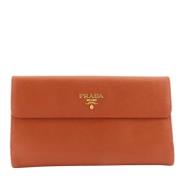 Pre-owned Leather wallets Prada Vintage , Orange , Dames