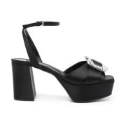 Zwarte Sandalen met Edelstenen Sergio Rossi , Black , Dames