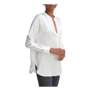 Zijden satijnen blouse met opstaande kraag Vince , White , Dames