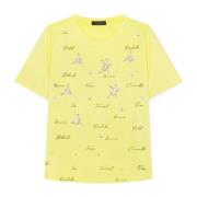 T-shirt met bloemenprint en borduurwerk Elena Mirò , Yellow , Dames