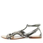 Pre-owned Leather sandals Miu Miu Pre-owned , Gray , Dames