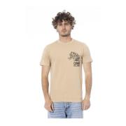 Logo Crewneck T-Shirt voor Mannen Cavalli Class , Beige , Heren