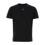 Stijlvol Zwart Katoenen T-Shirt Off White , Black , Heren