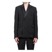 Zwart Gestreepte Double-Breasted Blazer Amiri , Black , Heren