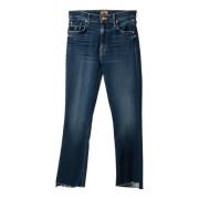 Luxe Cropped Step Frey Jeans Mother , Blue , Dames