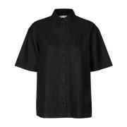 Linnen Oversized SS Shirt Samsøe Samsøe , Black , Dames