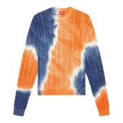 Tie-dye jumper in cable-knit cotton Diesel , Multicolor , Heren