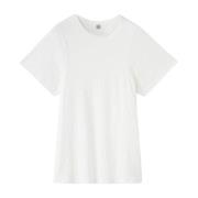 Gebogen Wit Linnen T-shirt TotêMe , White , Dames