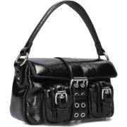 Zwarte Nylon Schoudertas Honey Buckle Núnoo , Black , Dames