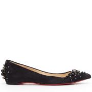 Pre-owned Suede flats Christian Louboutin Pre-owned , Black , Dames