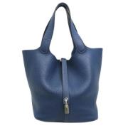 Pre-owned Leather totes Hermès Vintage , Blue , Dames