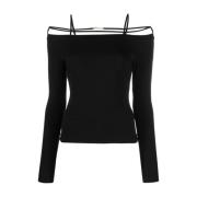 Zwarte Sierra Katoenen Top met Banddetail Jacquemus , Black , Dames