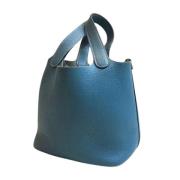 Pre-owned Leather totes Hermès Vintage , Blue , Dames