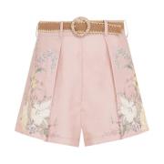 Roze Bloemen Tuck Shorts Zimmermann , Multicolor , Dames