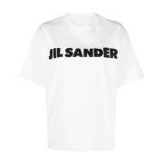 Porcelain Logo T-shirt Jil Sander , White , Dames