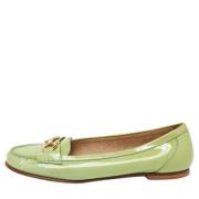 Pre-owned Leather flats Salvatore Ferragamo Pre-owned , Green , Dames