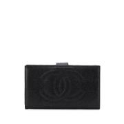 Pre-owned Leather wallets Chanel Vintage , Black , Dames