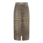 Leopard Print Denim Slit Skirt Co'Couture , Multicolor , Dames