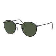 Ronde Metalen Zonnebril Zwart Groen Ray-Ban , Black , Heren