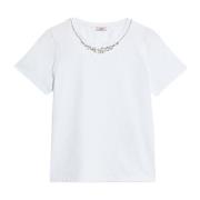 Kristal Geborduurd T-shirt Oltre , White , Dames