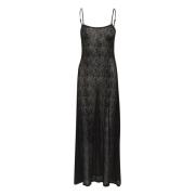 Elegante Kant Maxi Jurk Zwart Gestuz , Black , Dames