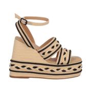 Beige Sleehak Espadrilles Raffia Sandalen Castañer , Beige , Dames