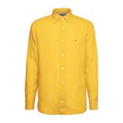Heren Linnen Regular Fit Overhemd Tommy Hilfiger , Yellow , Heren