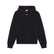 Hoodie met Ribdetails Diesel , Black , Heren