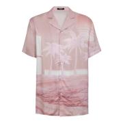 Kortemouw twill pyjamashirt met ansichtkaartprint Balmain , Pink , Her...