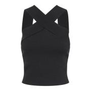 Gekruiste Band Gebreide Top Zwart Gestuz , Black , Dames